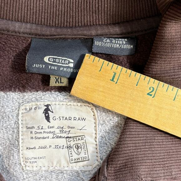 Vintage G Star Raw Y2k Zip Up Sweatshirt Striped Embroidered Sweater Men's XL - Picture 10 of 16